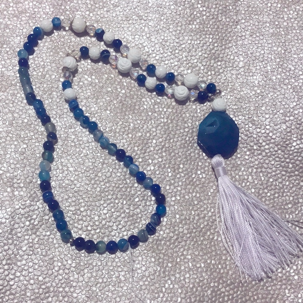 Handmade Druzy Quartz tassel necklace
